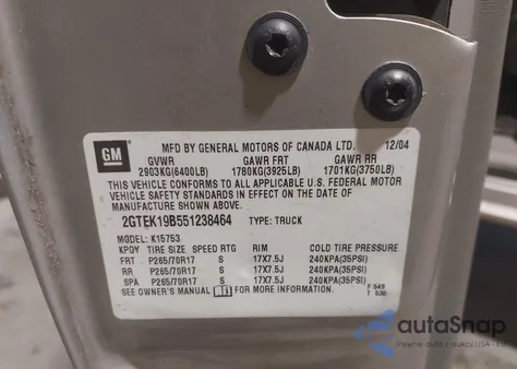 2005 GMC Sierra 1500 Slt из США, поврежденный, VIN 2GTEK19B551238464